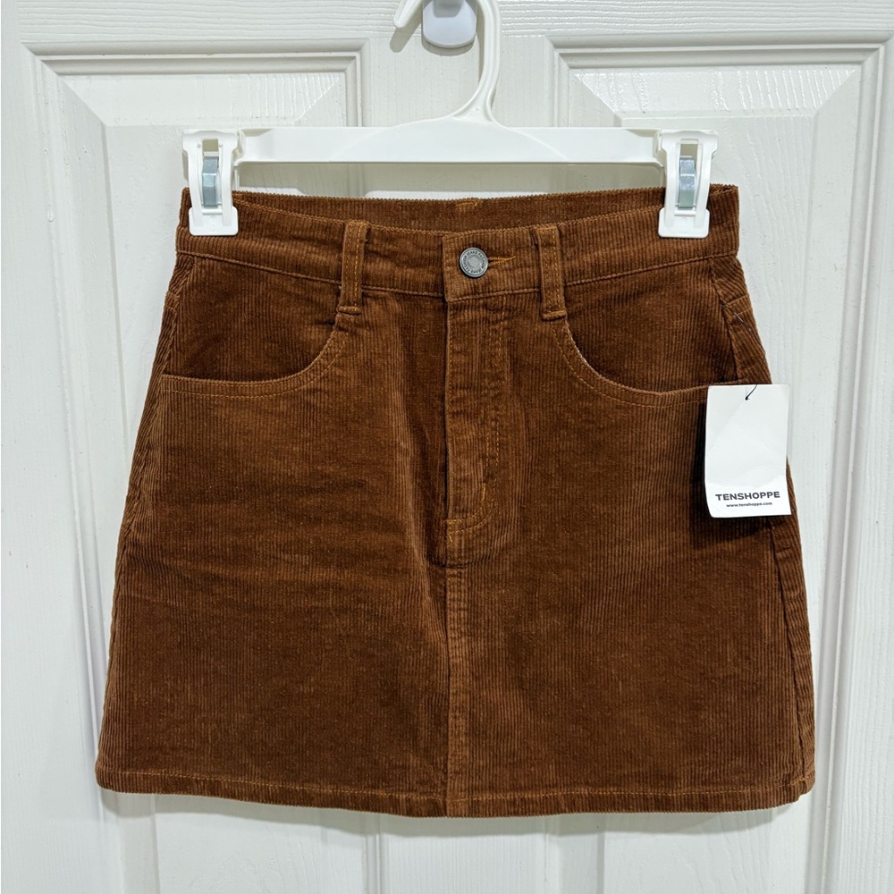 Women's Tan Corduroy Mini Skirt